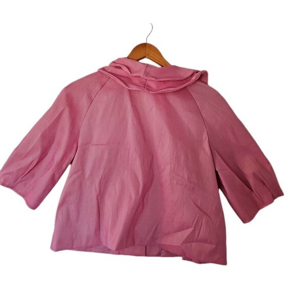 Samuel Dong Pink Glam Party Ruffle‎ 3/4 Sleeve Cropped Jacket L Large - Picture 11 of 13